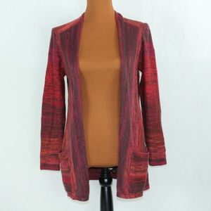 J.Jill  Red And Black Long Sleeve Cardigan Small